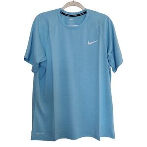 Nike‎ Swim T- Shirt Men's L Ligh Blue UPF40+ Dri-Fit Short Sleeve Hydroguard